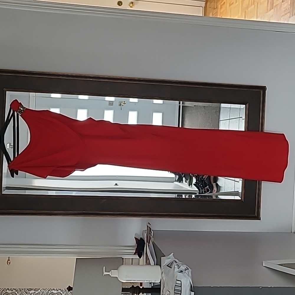 Beautiful Red Full length dress with shawl detail size 4